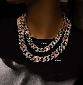 Dos tonos oro rosa oro blanco 15MM/19MM diamante Mariner cadena cubana Miami Hip Hop rapero colgantes encantos inspirados en la cultura cubana - Product Image 5