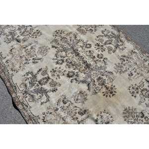 Alfombra de lana turca Vintage Beige de 5,5x8,3 pies, retales rectangulares clásicos de área grande para dormitorio, pasillo Rectangular de látex - Product Image 5