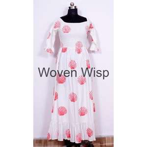 เดรสแม็กซี่ลายดอกไม้ฤดูใบไม้ร่วงสำหรับผู้หญิงเสื้อผ้าแฟชั่นพิมพ์ลายดอกไม้ทอโดยผู้ผลิตวิธีการพิมพ์ดิจิตอล - Product Image 1