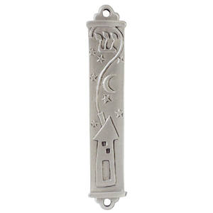 Argent brillant blanc émaillé à la main bijoux métal alliage de zinc juif défilement Mezuzah cas résistant aux intempéries porte Art pour la maison bénédiction - Product Image 1