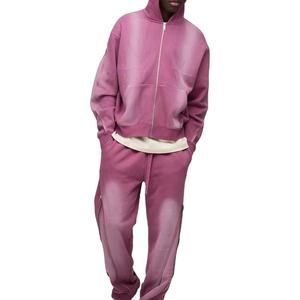 Chándales con cremallera para hombre, 100% algodón French Terry 450GSM, peso personalizado, efecto descolorido por el sol - Product Image 1