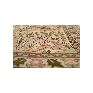 Gulmarg พรมผ้าไหมสีงาช้างแบบผูกมือลายดอกไม้สไตล์โบโฮทรงสี่เหลี่ยมสำหรับห้องนอนห้องนั่งเล่นทำจากไม้ไผ่ผ้าไหมพีวีซี - Product Image 3