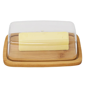 Mantequilla de madera de diseño simple con tapa acrílica Tarro rectangular Queso occidental Caja de mantequilla Tarro de almacenamiento Vajilla precio barato - Product Image 4