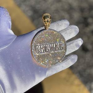 Luxe 925 Argent Moissanite Diamant Glacé Argent Caution Personnalisable Hip Hop Partie Bijoux Pendentifs Charmes - Product Image 2