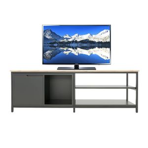 Soporte de TV Moderno Minimalista con Marco de Hierro 140x40x47cm KTV68040, Mueble de TV Estilo Vintage para Sala de Estar o Casa de Campo con Función LED - Product Image 1