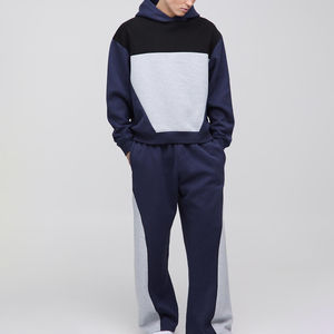 Survêtement personnalisé avec haut à capuche et pantalon assorti, design à panneaux multicolores, tissu doux, coupe décontractée, idéal pour les activités de plein air - Product Image 5