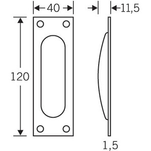 Aluminium F1 42 4211 Sliding Door Handle Natural Colour Squared Blind 120mm Length 40mm Width Product Blinds <b>Shades</b> Shutters - Product Image 3