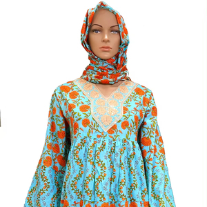 Modern Designed Moroccan Style Cotton Printed Maxi <b>Kaftan</b> Customized XXL <b>Size</b> Night Gown for Women <b>Plus</b> <b>Size</b> Features Dress - Product Image 1