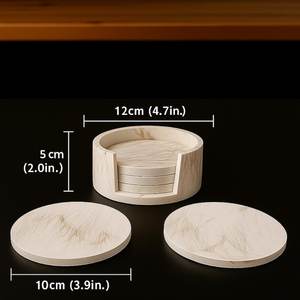 Sous-verres en marbre blanc et or faits à la main avec un support chic, élégant ensemble de 4 sous-verres - Product Image 6