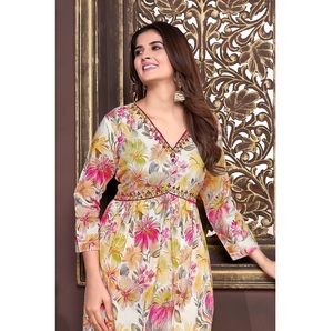 Conjunto indio pakistaní étnico Anarkali Salwar Kameez totalmente cosido rayón algodón estilo Sexy mayorista indio bodas fiestas - Product Image 1