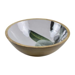 Attractive Round Wooden Serving <b>Bowl</b> with inside <b>Enamel</b> Print for Home or Restaurant Food & Snacks Serving <b>Bowls</b> - Product Image 2