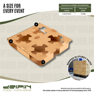 Porte-gobelet en carton carré jetable de luxe fabriqué en Italie porte-gobelet à emporter prêt à expédier - Product Image 4