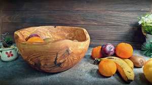 Salad <b>Bowls</b> Rustic Handmade <b>Olive</b> <b>Wood</b> with Live Edges and Irregular Shapes Fruit <b>Bowls</b> Decorative for Display - Product Image 4