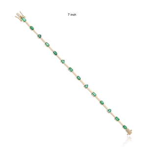 14k Yellow Gold Emerald Gemstone Stack Openable Bracelet <b>Fine</b> Jewelry Wholesale 2026 Latest Design - Product Image 2