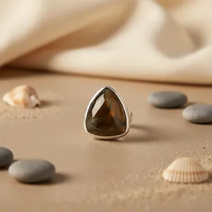 Geometric Agate <b>Cocktail</b> <b>Ring</b> Women's 18K <b>Gold</b> Plated Brass Bohemia Style Statement Jewelry Daily Wear Gift - Product Image 2