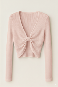 เสื้อครอปถักลายริบสำหรับผู้หญิง แขนยาว ผ้าฝ้าย 100% เป็นมิตรกับสิ่งแวดล้อม ระบายอากาศดี ชุดเดียว สไตล์ลำลอง แฟชั่น ผลิตในเวียดนาม - Product Image 3