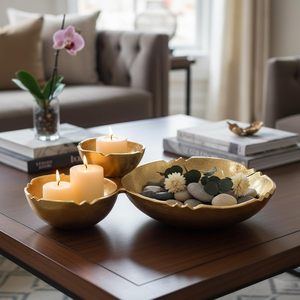 Bol à fruits de luxe, bol à fleurs unique pour table, vase, bol à chips et à sauce en aluminium doré, vente chaude, métal - Product Image 1