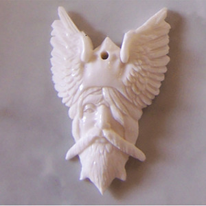 Pendentif sculpté en os, style religieux, tête blanche, bijoux en coquillage, motif artistique, bijoux sculptés - Product Image 1