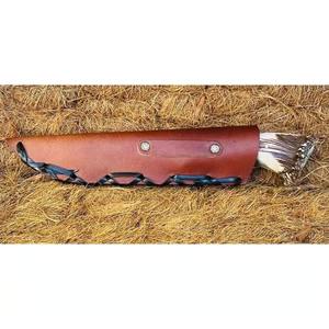 Couteau de chasse en acier à haute teneur en carbone fait à la main avec poignée en corne Support OEM personnalisable avec gaine. - Product Image 5