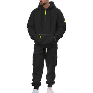 Conjunto Deportivo para Hombre Hecho en Fábrica Directa, Ropa Urbana con Bordado, Pantalones Cargo Apilados y Sudadera con Capucha, Joggers Cargo, Conjuntos Deportivos con Logotipo Personalizado - Product Image 3