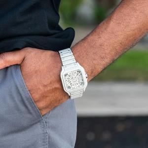 Montre en diamant entièrement blanche, vente chaude, montre de luxe sertie de diamants, montre-bracelet pour la mode et les soirées, disponible à la vente - Product Image 3