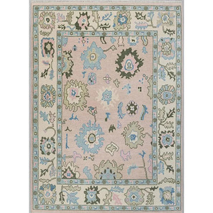 Tapis turc Oushak de qualité supérieure, fait main, en laine, avec support en latex, taille personnalisée, lavage vintage, pour sols domestiques - Product Image 1