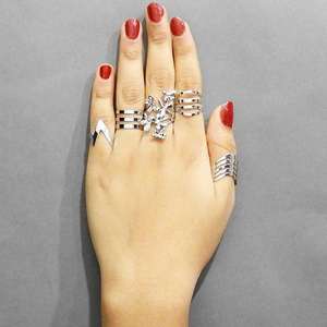 Urthn 5 Finger Fashion Ring Chapado en plata con oro rosa Incrustaciones de rodio Trendy Princess Cut Diamond 1502906 Style - Product Image 1