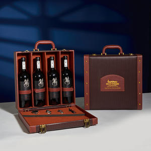 Cajas de regalo de vino de madera personalizadas, sets de vino con detalles en cuero, cajas de papel, cajas de regalo de vino elegantes, diseño de empaques con logotipo. cuatro - Product Image 2