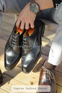 Versátiles zapatos Oxford Captoe de cuero, cómodos zapatos de boda para todos los días para reuniones de oficina y estilos disponibles de negocios - Product Image 3