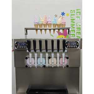 Machine à glace molle verticale en acier inoxydable 60-65 L/h, 7 saveurs mélangées, distributeur transparent 4+3 pour glacier ICM-395 - Product Image 4