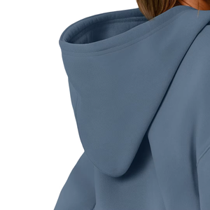 เสื้อสเวตเตอร์ผ้าฝ้ายแบบมีฮู้ดทรงหลวมสำหรับผู้หญิงสวมใส่สบายแนวสตรีทแฟชั่น - Product Image 5