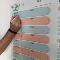 Planificateur hebdomadaire pliable en polystyrène durable StaticPaper 2024, tableau blanc effaçable à sec, modèle bois/métal - 10