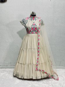 NEW DESIGNER PARTY WEAR BOLLYWOOD HEAVY GEORGETTE RUFFLE GOWN WITH DUPATTA at WHOLESALE PRICE WITH HEAVY QUALITY - Product Image 2