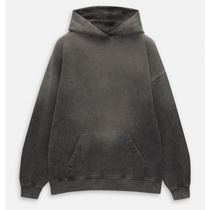 Sweat à capuche vintage délavé à l'acide avec logo personnalisé OEM ODM, design zippé, sweat à capuche en tissu personnalisé pour homme - Product Image 5