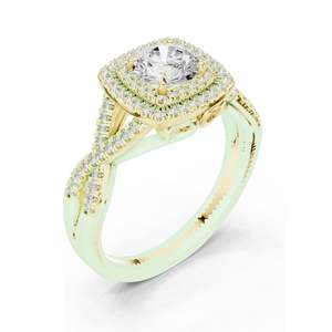 Bague de fiançailles halo avec diamant de laboratoire taille coussin de 1,22 carat, clarté VVS-VS EF, or 18 carats, 14 carats, 10 carats et argent 925, rose, jaune - Product Image 5