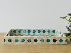 Plateau de service en incrustation d'os artisanat traditionnel du Rajasthan plateau de service en incrustation d'os artisanat décoratif en bois de luxe pour la décoration intérieure - Product Image 3