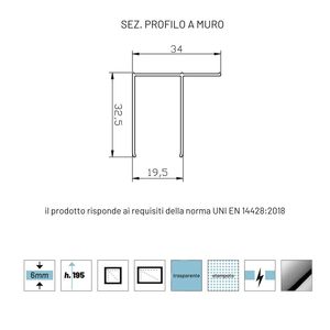 Clivia LFS019T 6 mm Chrome IX Box doccia 70 cm regolabile lato fisso per il tipo di porta a battente - Product Image 3
