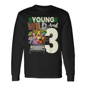 Maglietta a Maniche Lunghe per Bambini di 3 Anni, Tema Safari Zoo, Abbigliamento Promozionale Premium per il 3° Compleanno - Product Image 1