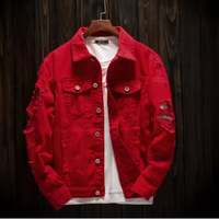 Veste en jean noire pour homme, couleur unie, coton délavé, plusieurs poches, fermeture à boutons-pression, logo personnalisé OEM