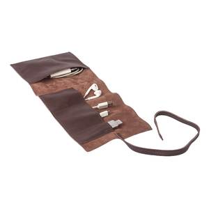 Étui de rangement compact et écologique en cuir pour chargeur de voyage décontracté de luxe avec fermeture à glissière pour câbles LCH-0043B - Product Image 1