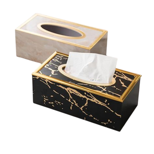 Boîte à mouchoirs en métal noir et or moderne de luxe Décoration d'intérieur Porte-serviettes Distributeur pour salon Bureau Prix d'usine - Product Image 1