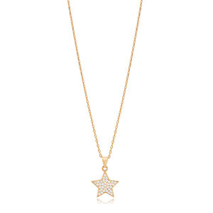 Diseño minimalista de estrella CZ piedra joyería de plata colgante de collar de plata al por mayor joyería fina turca hecha a mano - Product Image 6