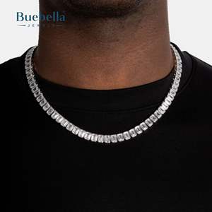 Offre Spéciale 14K Or et Argent 925 Plaqué Hommes 8mm Moissanite Diamant Emeraude Tennis Chaîne Vente Chaude Collier - Product Image 1