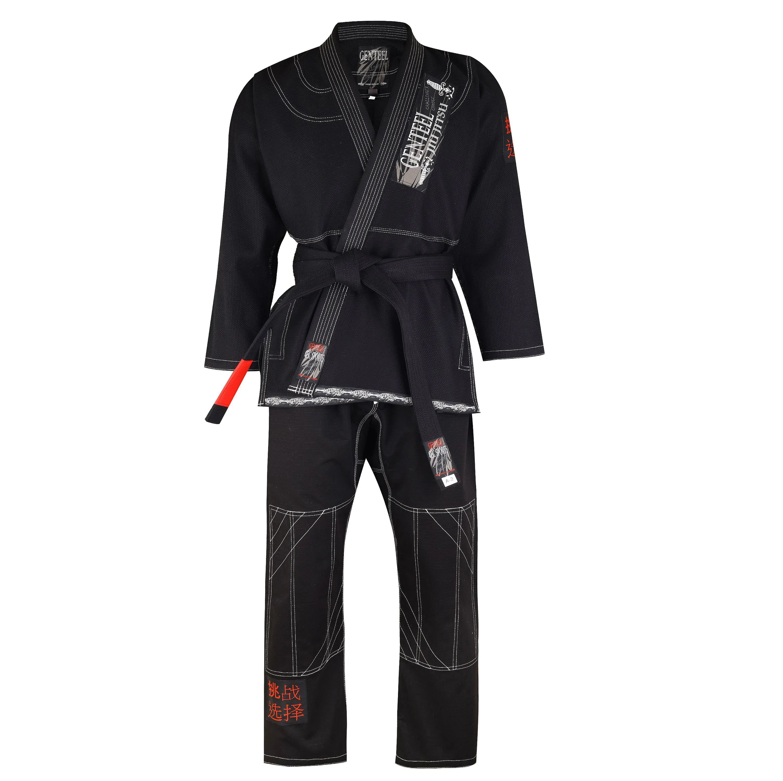 Schwarzes brasilia nisches Jiu Jitsu Uniform Premium Marke Genteel BJJ GI hochwertiges Material aus 100% Baumwolle mit attraktivem Custom Design