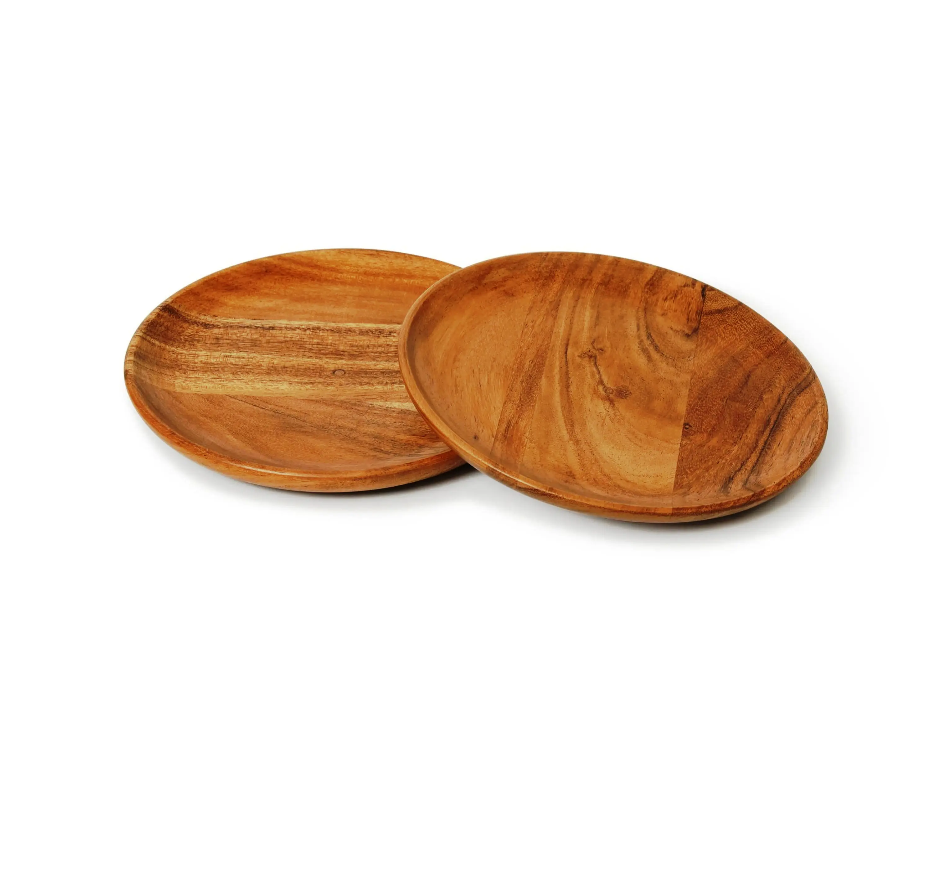 Acacia Wood Handcrafted 8 inci Round Quarter piring Side Plate untuk piring saji kayu kerajinan tangan & berkelanjutan