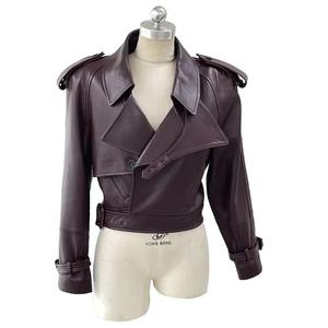 Camisas de Cuero para Hombre a la Moda, Invierno 2023, Nueva Camisa Casual Corta de Alta Calidad, Piel de Oveja Real, Cuello Alto, Solapa Holgada - Product Image 3