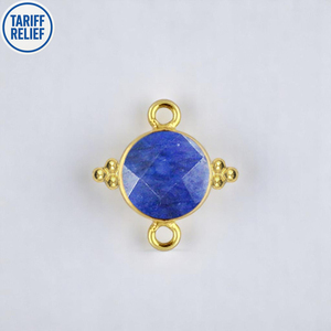 DIY Round Birthstone Faceted Sapphire <b>Charms</b> Connectors Handmade Jewelry 925 <b>Silver</b> Double Bail <b>Bracelet</b> Connectors Wholesale - Product Image 1