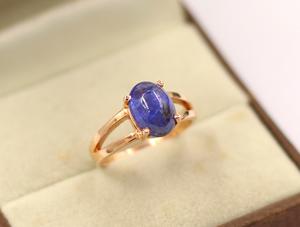 แหวนค็อกเทลแทนซาไนต์สำหรับผู้หญิง ทำจากเงินแท้ 925 ชุบทองคำขาว ประดับเพชรแบบฝังหนามเตย แหวนทำมือ - Product Image 3