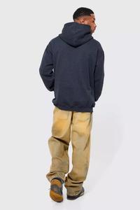 Men's 100% Cotton Acid Wash Pullover Hoodie Breathable Long Sleeve Graphic Printed Oversize Wholesale <b>Black</b> <b>Fleece</b> - Product Image 3