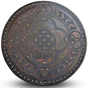 Escudo Medieval de madera Battle Ready, Escudo de Metal redondo Medieval, edad vikinga, Edad Media, escudo redondo Medieval, deportes marrones vikingos - Product Image 2